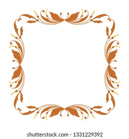 Vector illustration leaf floral frame circular blooms for card welcome hand drawn