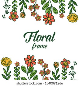 Vector illustration leaf floral frame with white background hand drawn