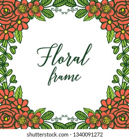 Vector illustration leaf floral frame with white background hand drawn
