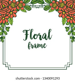 Vector illustration leaf floral frame with white background hand drawn