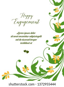 Vector illustration leaf floral frame for writing invitation of happy engagement hand drawn