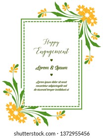 Vector illustration leaf floral frame for writing invitation of happy engagement hand drawn