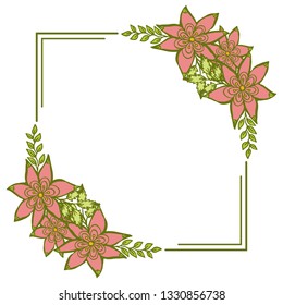 Vector illustration leaf floral frames blooms for greeting card hand drawn