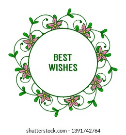 Vector illustration leaf floral wreath design element with greeting card best wishes