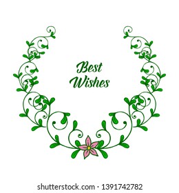 Vector illustration leaf floral wreath design element with greeting card best wishes