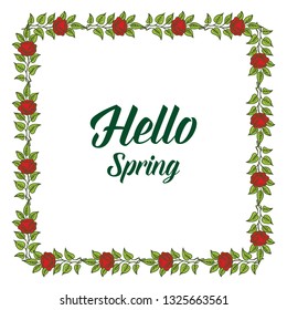 Vector illustration leaf flower frame style with greeting card romantic hand drawn