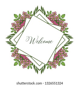 Vector illustration leaf flower frame for card writing welcome hand drawn