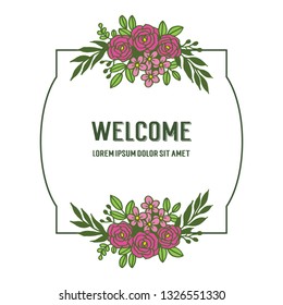 Vector illustration leaf flower frame for card writing welcome hand drawn
