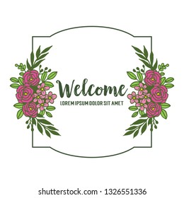 Vector illustration leaf flower frame for card writing welcome hand drawn