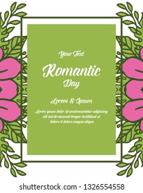 Vector illustration leaf flower frame model for invitation romantic hand drawn