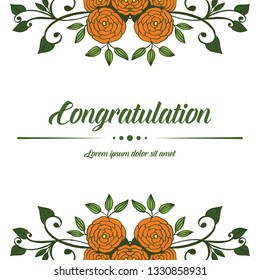 Vector illustration leaf flower frame texture with write congratulation hand drawn