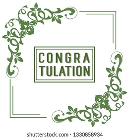 Vector illustration leaf flower frame texture with write congratulation hand drawn