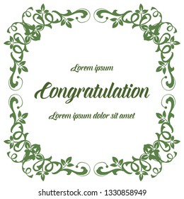 Vector illustration leaf flower frame texture with write congratulation hand drawn