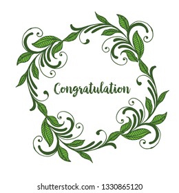Vector illustration leaf flower frame style for write congratulation hand drawn