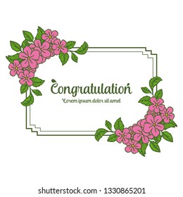 Vector illustration leaf flower frame decoration for greeting congratulation hand drawn