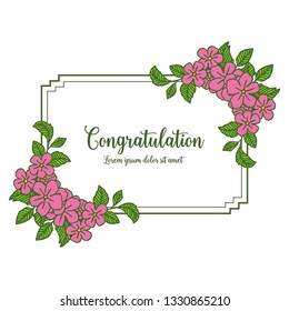 Vector illustration leaf flower frame decoration for greeting congratulation hand drawn