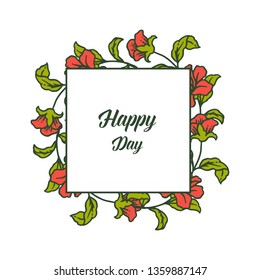Vector illustration leaf flower frame for card invitation happy day hand drawn