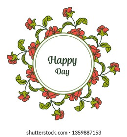 Vector illustration leaf flower frame for card invitation happy day hand drawn