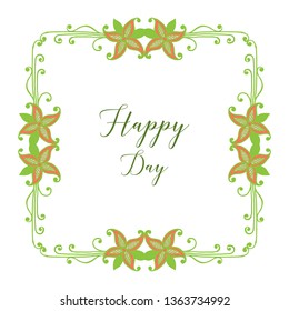 Vector illustration leaf flower frame for valentine happy day hand drawn