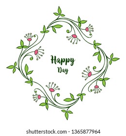 Vector illustration leaf flower frame for ornate happy day hand drawn