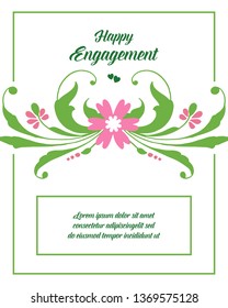 Vector illustration leaf flower frame for greeting card happy engagement of hand drawn