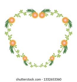 Vector illustration leaf flower frames blooms hand drawn