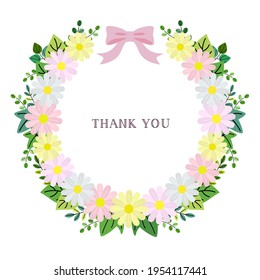 Vector illustration of leaf and flower wreath