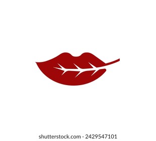 Vector illustration of a leaf in the form of female lips