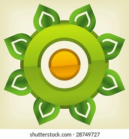 Vector illustration of leaf gear. Only global colors. CMYK. Easy color changes.