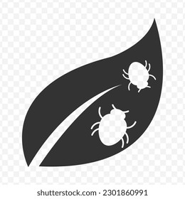 Vector illustration of leaf insects icon in dark color and transparent background(png).