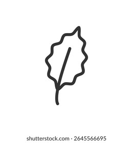 Ilustración vectorial de una hoja en estilo de línea aislado sobre fondo blanco