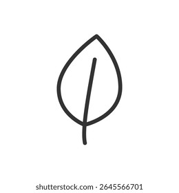 Ilustración vectorial de una hoja en estilo de línea aislado sobre fondo blanco