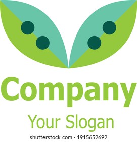 Vector illustration of a leaf logo template forming wings