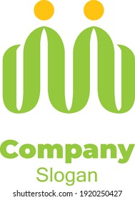 Vector illustration of leaf M shaped logo template