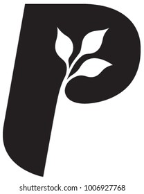 A vector illustration of a leaf makes the Letter P.