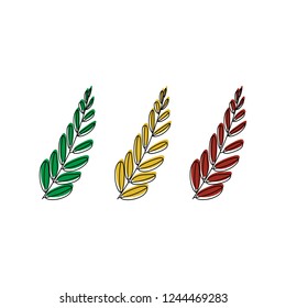Vector illustration. leaf of plant or flower or branch isolated on white. Decor floral plant element. Color leaves.