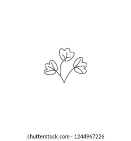 Vector illustration. leaf of plant or flower or branch isolated on white. Line style.