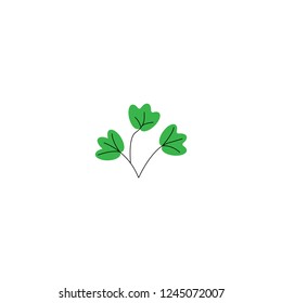 Vector illustration. leaf of plant or flower or branch isolated on white. Flat style.