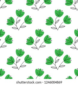 Vector illustration. leaf of plant or flower or branch isolated on white. Decor floral plant element. Seamless flower pattern.
