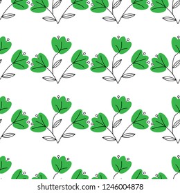 Vector illustration. leaf of plant or flower or branch isolated on white. Decor floral plant element. Seamless flower pattern.