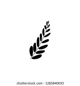 Vector illustration. leaf of plant or flower or branch isolated on white. Decor floral plant element.