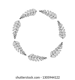 Vector illustration. leaf of plant or flower or branch isolated on white. Decor floral plant round element. botanic pattern.