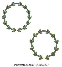Vector illustration leaf round wreaths. Floral wreaths. Decoration element 
