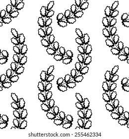 Vector Illustration of Leaf Seamless Pattern for Design, Website, Background, Banner. Floral Ornament Texture Template for Wallpaper or Textile. Black and White