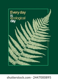 Ilustración vectorial de silueta foliar con texto de ecología.