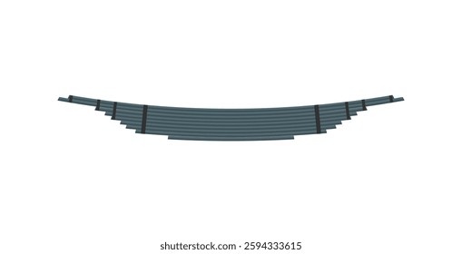 Vector illustration of a leaf spring suspension mechanism, isolated on white.
