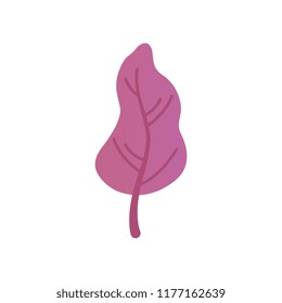 Vector illustration of leaf or tree in fantasy pink gradient color isolated on white background - natural forest decoration for floral botanical design in flat style.