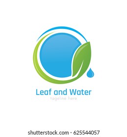Vector Illustration : Leaf and Water Logo Design