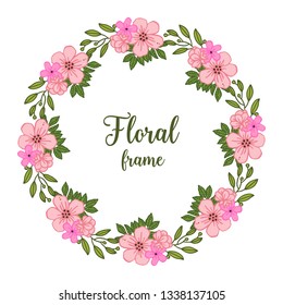 Vector illustration leaf wreath for card floral frame