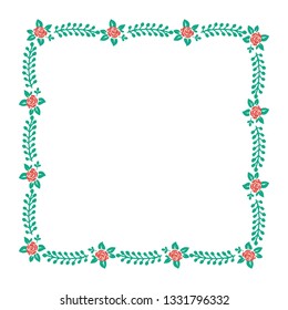 Vector illustration leaf wreath frames white background hand drawn